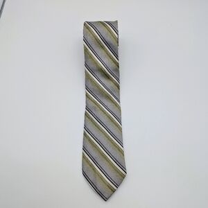 Jos.A.Bank Joseph Elegant Striped Tie in Olive and Gray 100% Silk